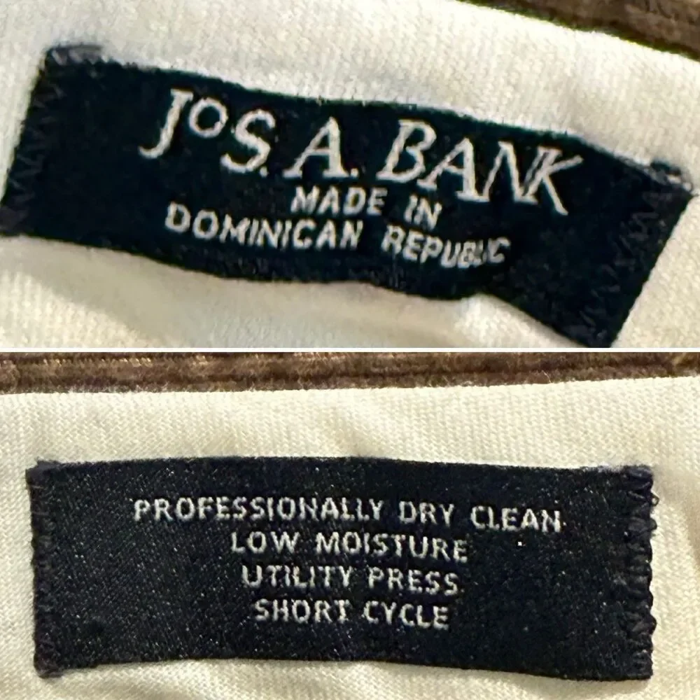 VTG Jos. A. Bank Mens Pants Green Corduroy Straight Cuffed Pleat Chinos Size 35